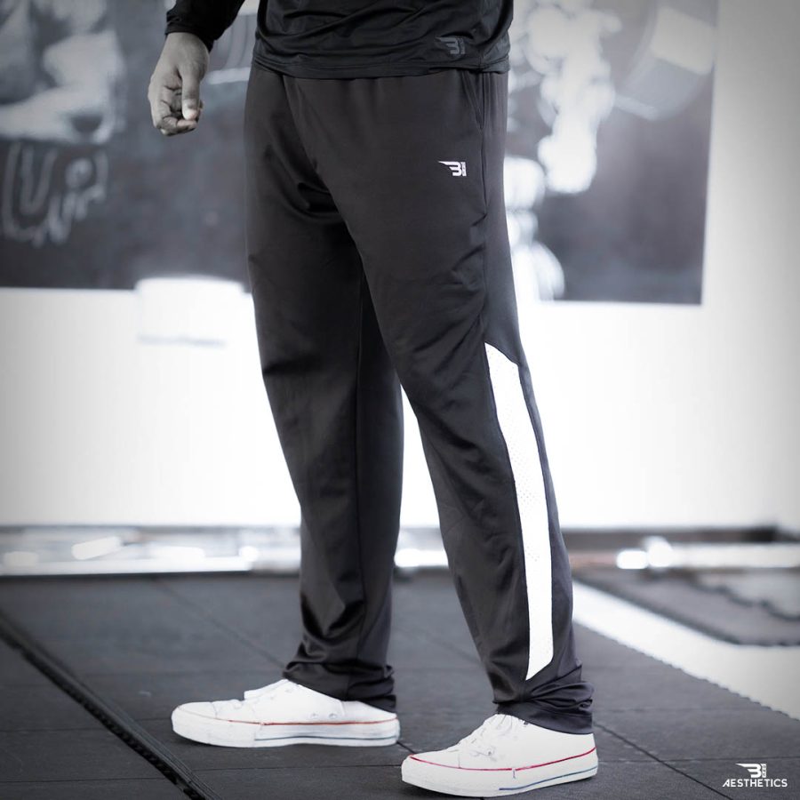 sweat-wicking track bottoms white contrast