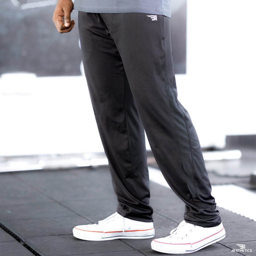 sweat-wicking track bottoms gray contrast
