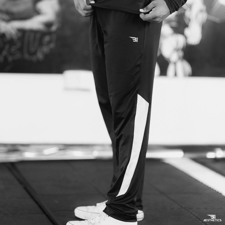 sweat-wicking track bottoms white contrast