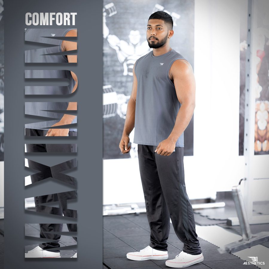 sweat-wicking track bottoms gray contrast