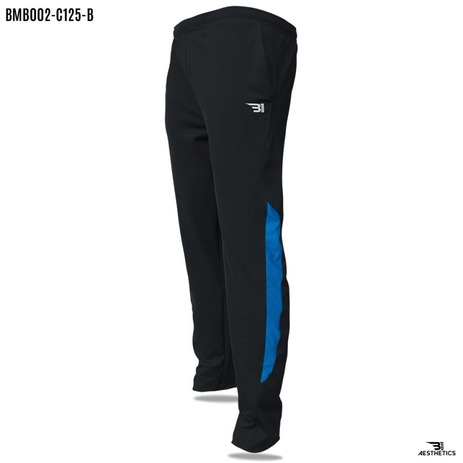 sweat-wicking track bottoms blue contrast