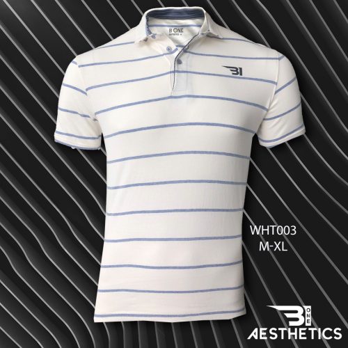 Blue lined White Polo T-shirt