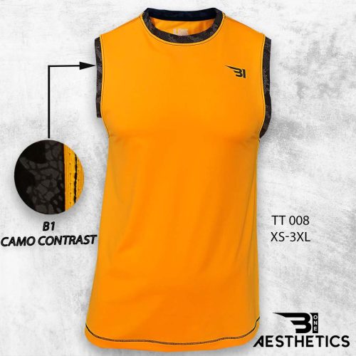 Orange Tank Top With Black Camo Lining