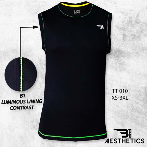 Black Tank Top With Luminous Green Lining