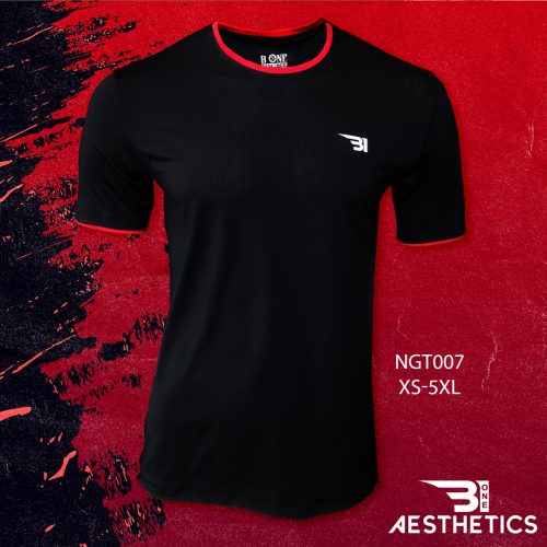 Classic Black T-shirt With Red Contrast Lining