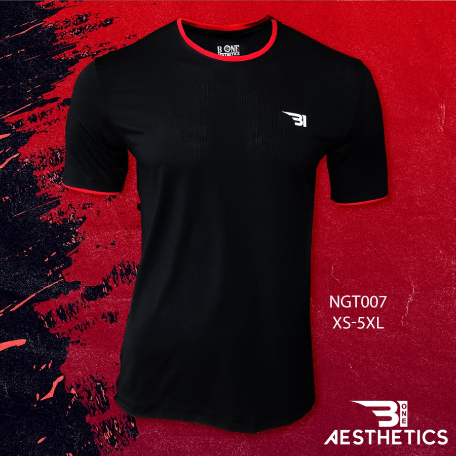 Classic Black T-shirt With Red Contrast Lining