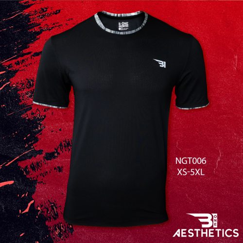 Classic Black T-shirt With Grey Marble Contrast Lining