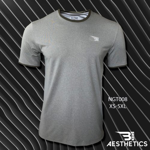 Retro Ash T-shirt With Green Contrast Lining