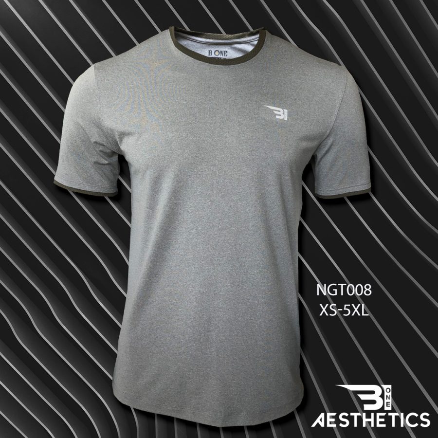 Retro Ash T-shirt With Green Contrast Lining
