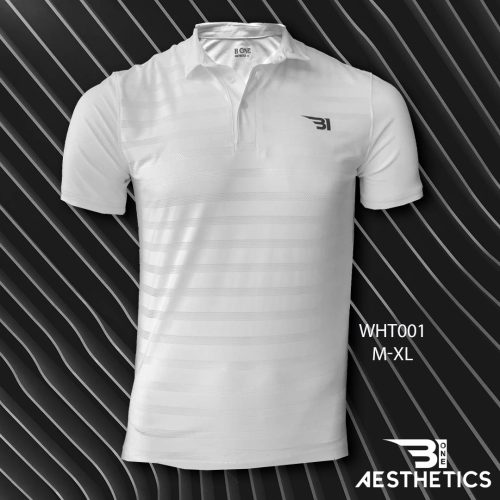 White Ribbed Polo T-shirt