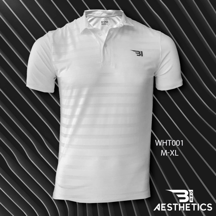 White Ribbed Polo T-shirt