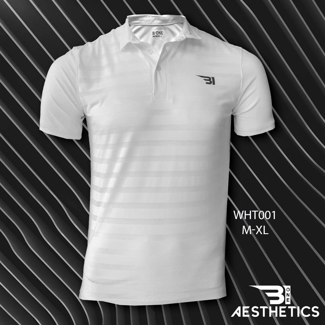 White Ribbed Polo T-shirt