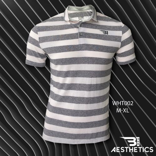 Black Striped White Polo T-shirt