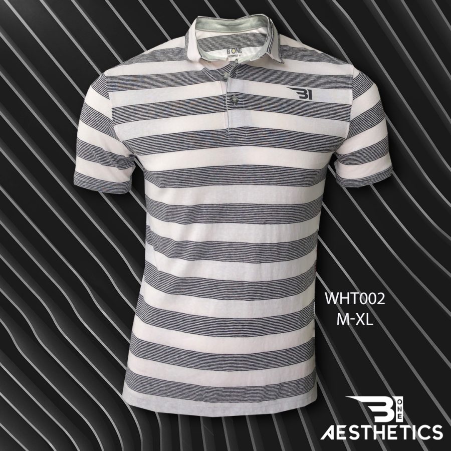 Black Striped White Polo T-shirt