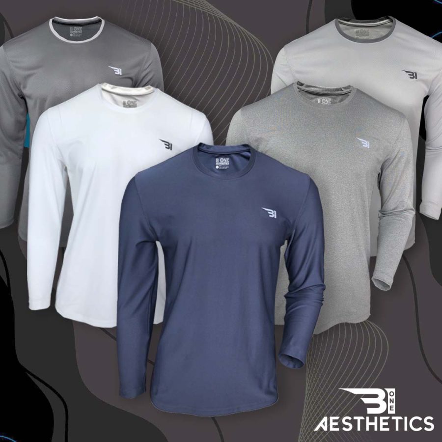 Long Sleeve Ash With Grey Contrast Lining Crew Neck T Shirt - Image 2