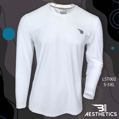 Long Sleeve Pure White Crew Neck T Shirt