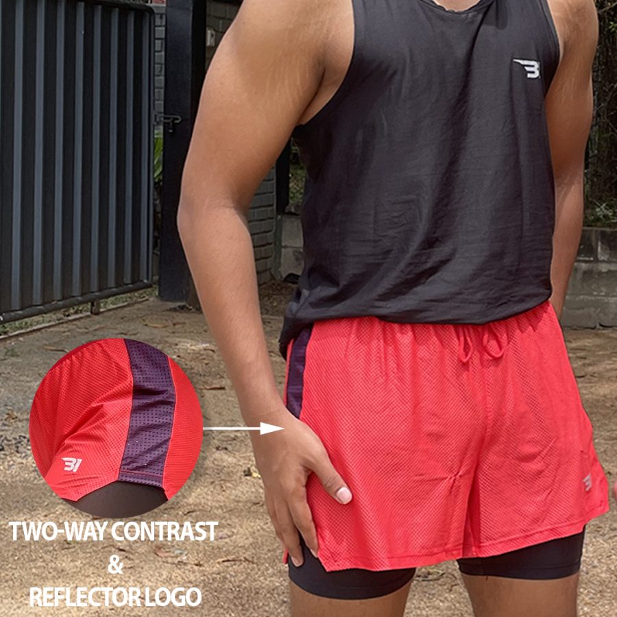 Milano Red Running Short With Inner Tight - Image 4
