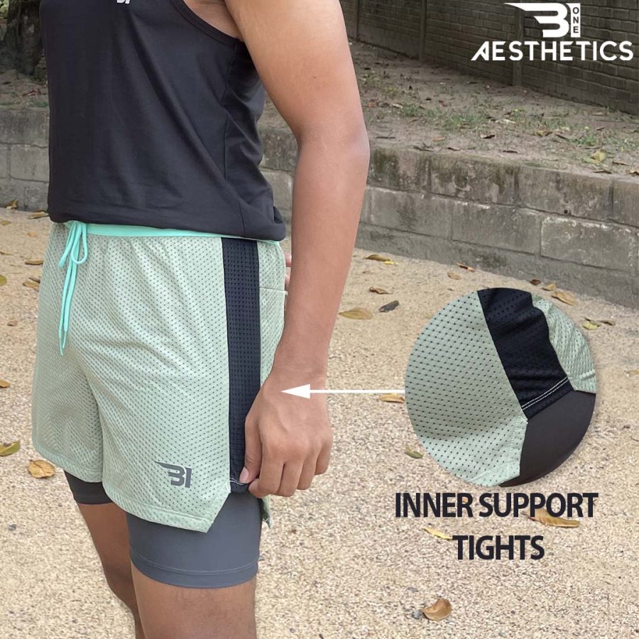 Mint Green Running Short With Inner Tight - Image 4