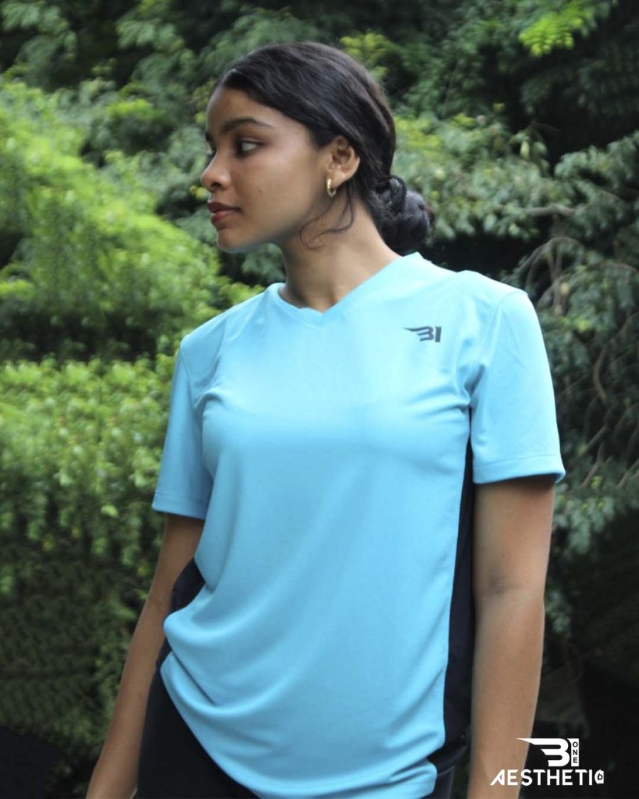 Summer Sky Blue V-Neck DRI-FIT T-Shirt - Image 2