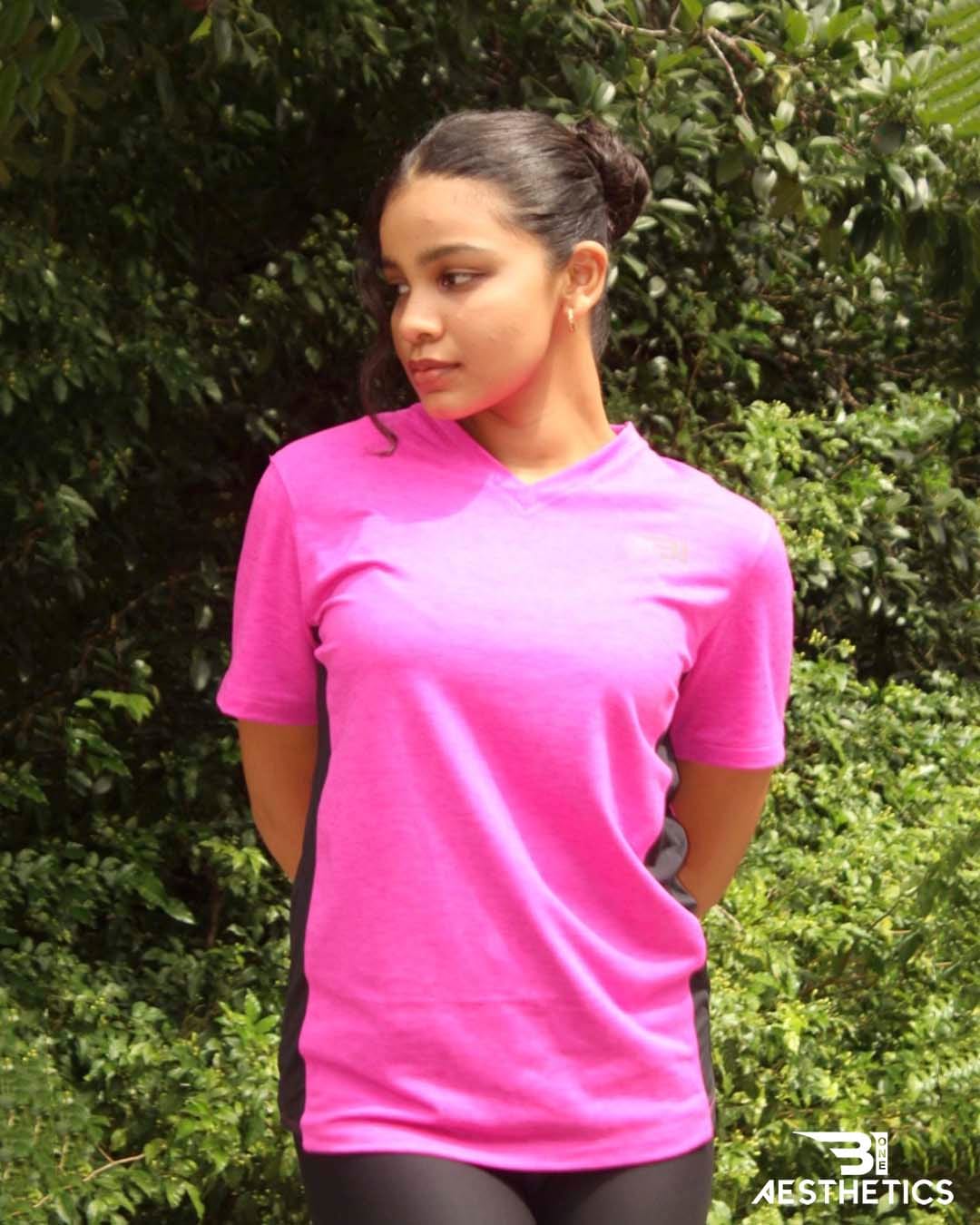 Hot Pink V-neck Dri-fit T-shirt - Image 3
