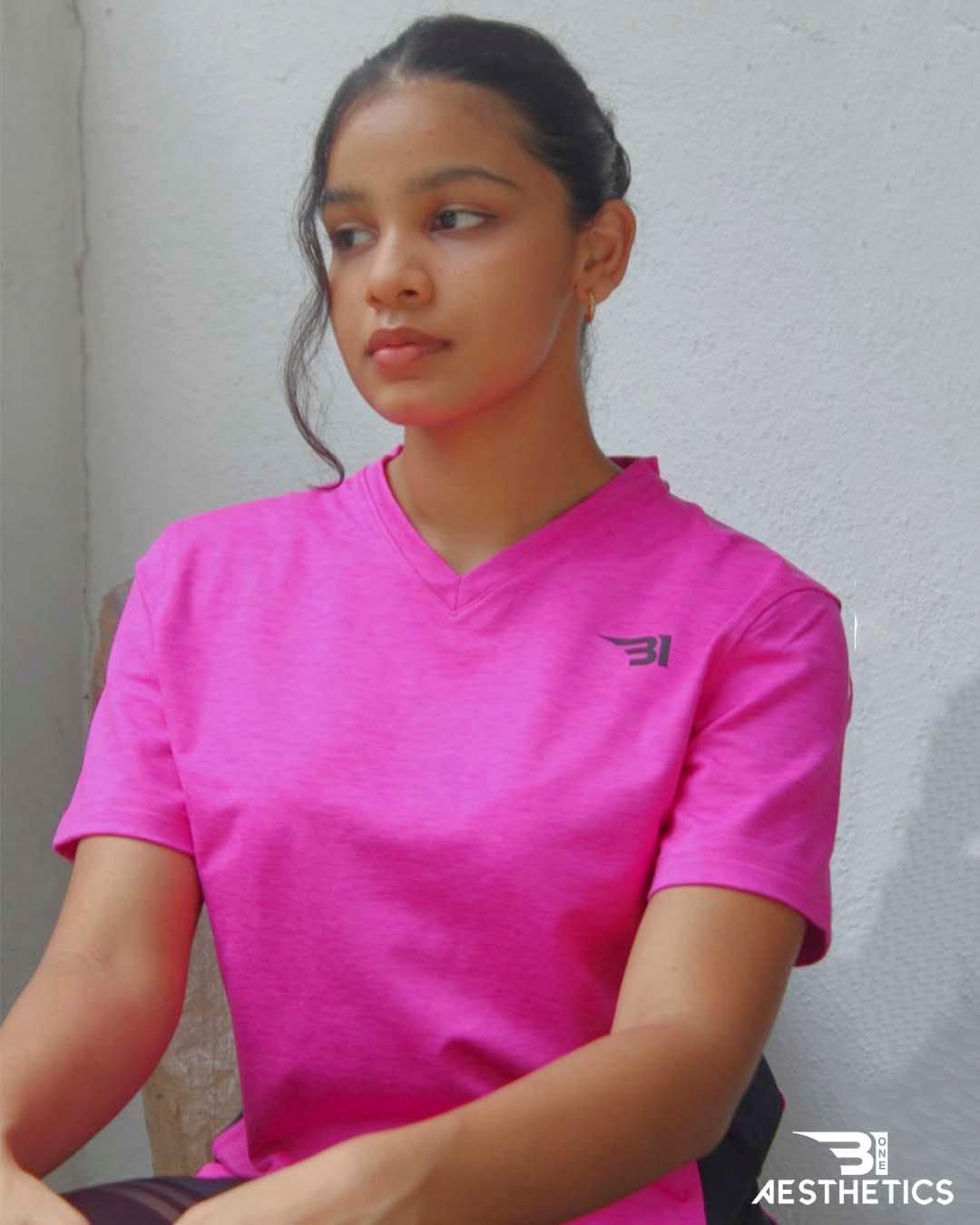 Hot Pink V-neck Dri-fit T-shirt - Image 4