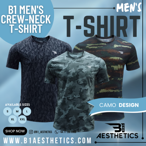 B1 MEN'S CREW-NECK CAMO DESIGN T-SHIRT