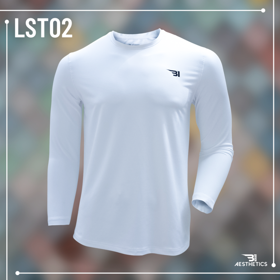 B1 WHITE LONG SLEEVE CREW-NECK T-SHIRT