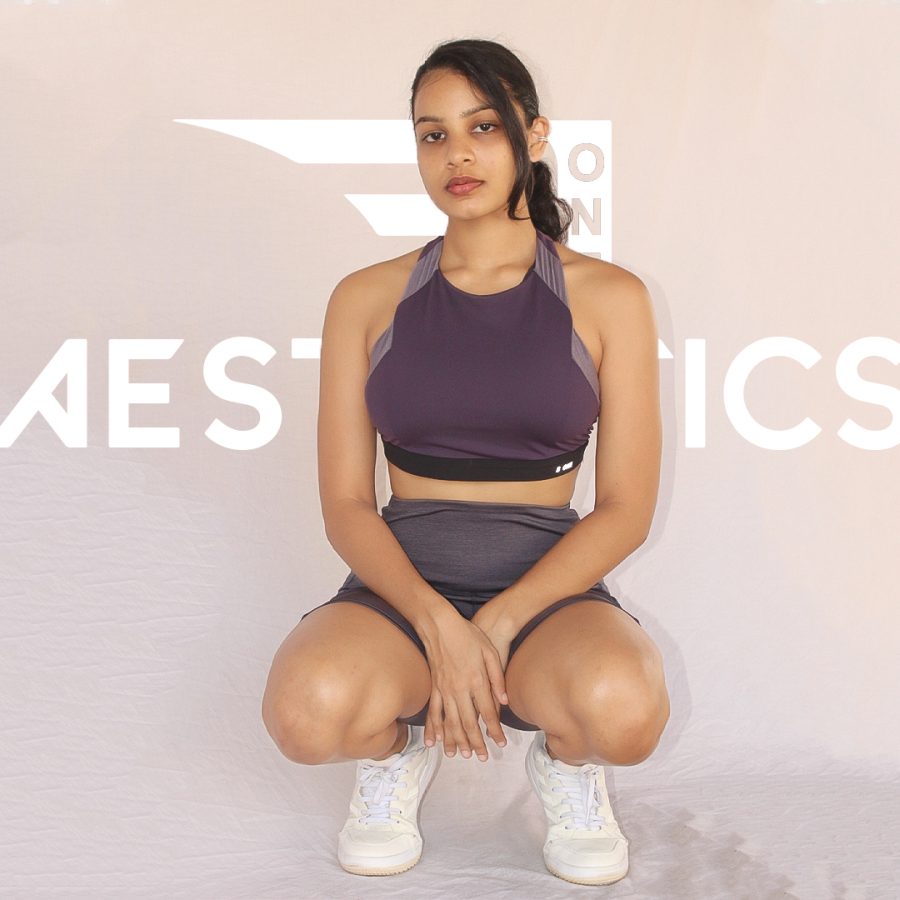 high-rise short sport tights blue strips