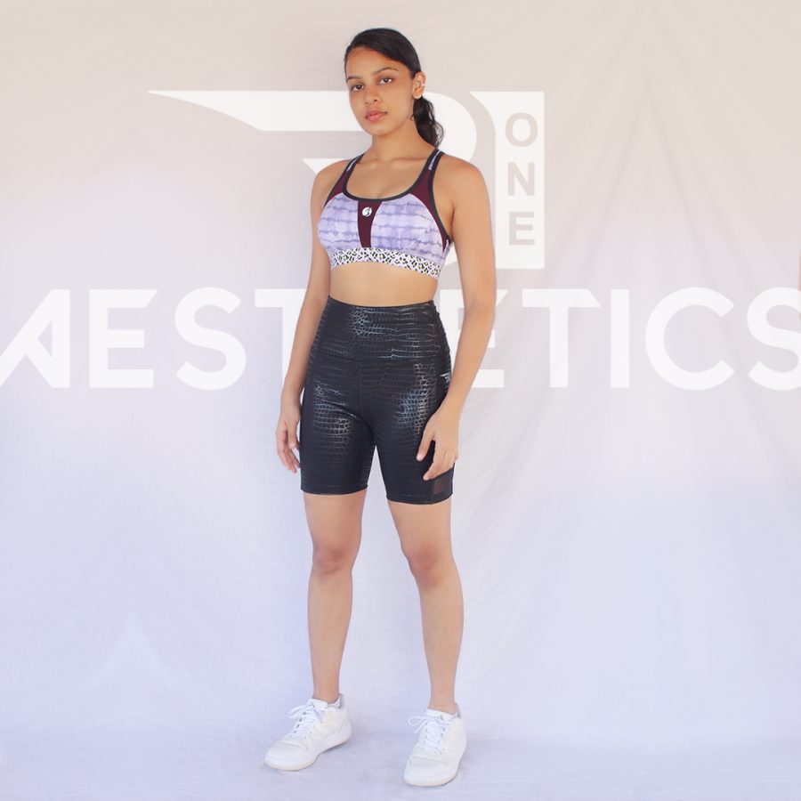 high-rise short sport tights shiny black