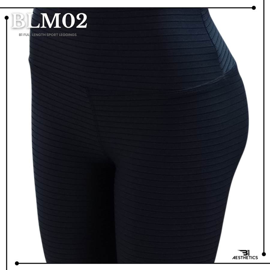 B1 black strip full length sport leggings material material