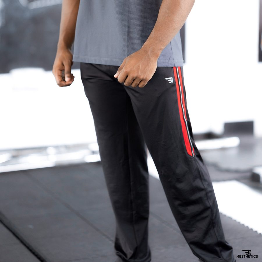 track bottoms full black and red contrast