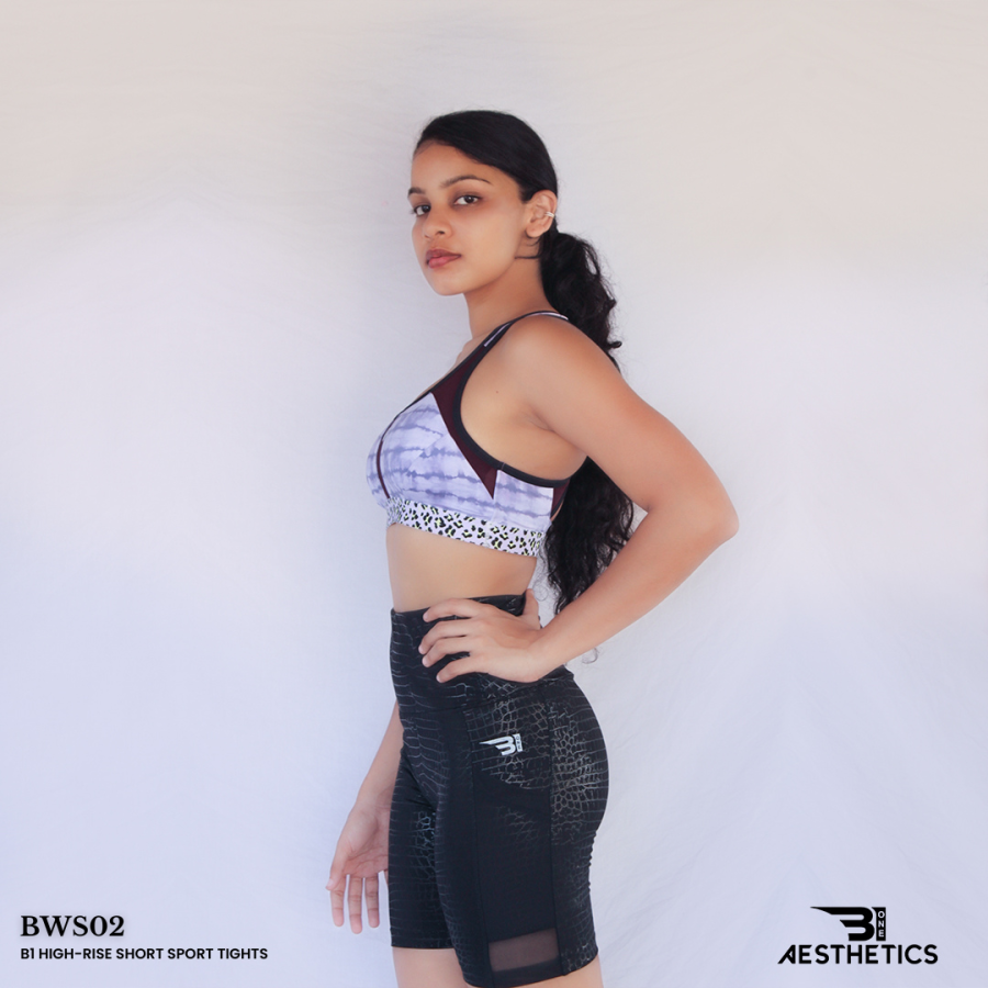high-rise short sport tights shiny black