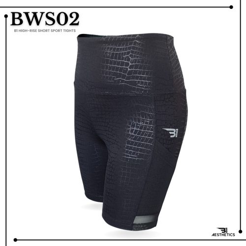 high-rise short sport tights shiny black