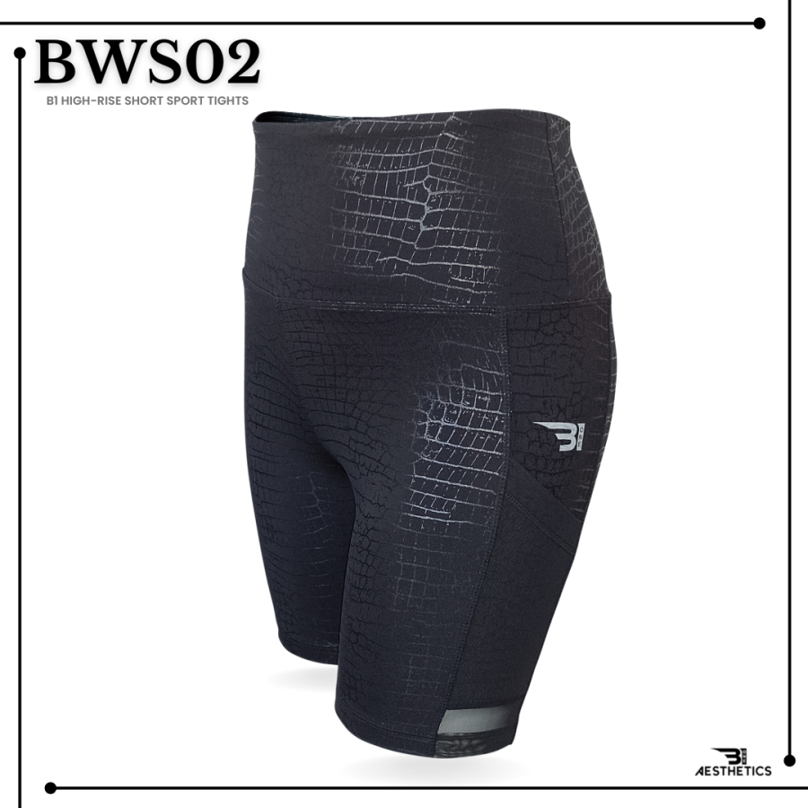 high-rise short sport tights shiny black