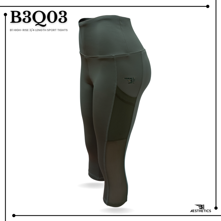 green high-rise 3/4 length sport tights