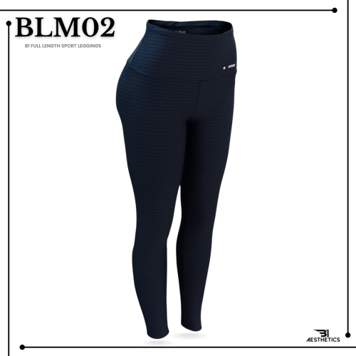 B1 black strip full length sport leggings