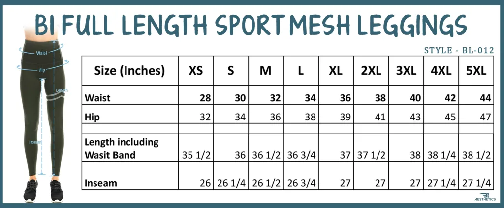 B1 pink high rise legging size chart