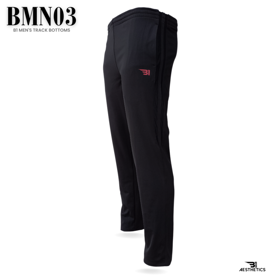 Track Bottoms fashionable strip Full Black