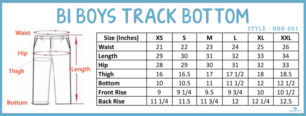 Get Boys Track Bottom Size Chart