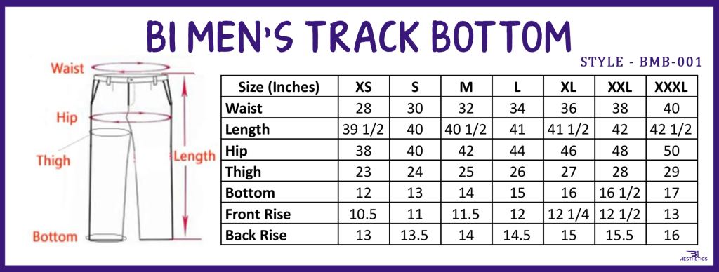 Get Track Bottom SIZE CHART