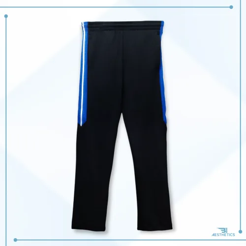 B1 Boy's Track Bottoms Full Black And Blue Contrast back view