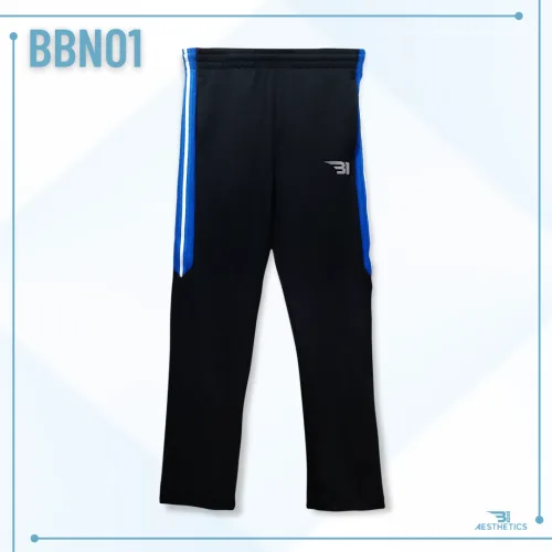 B1 Boy's Track Bottoms Full Black And Blue Contrast