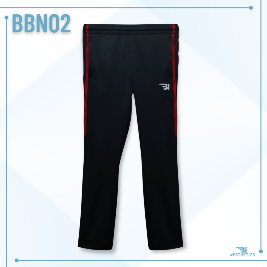 B1 Boy's Track Bottoms Full Black And Red Contrast