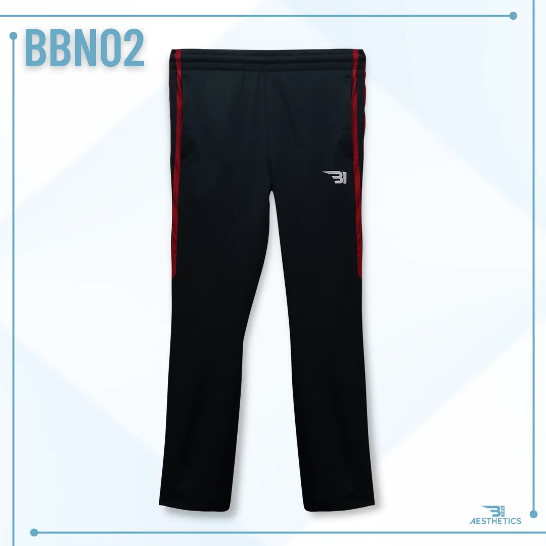 B1 Boy's Track Bottoms Full Black And Red Contrast