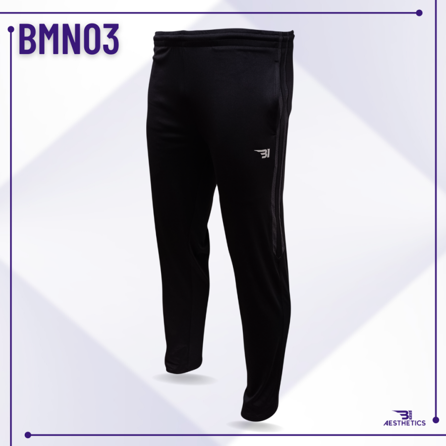 Track Bottoms fashionable strip Full Black