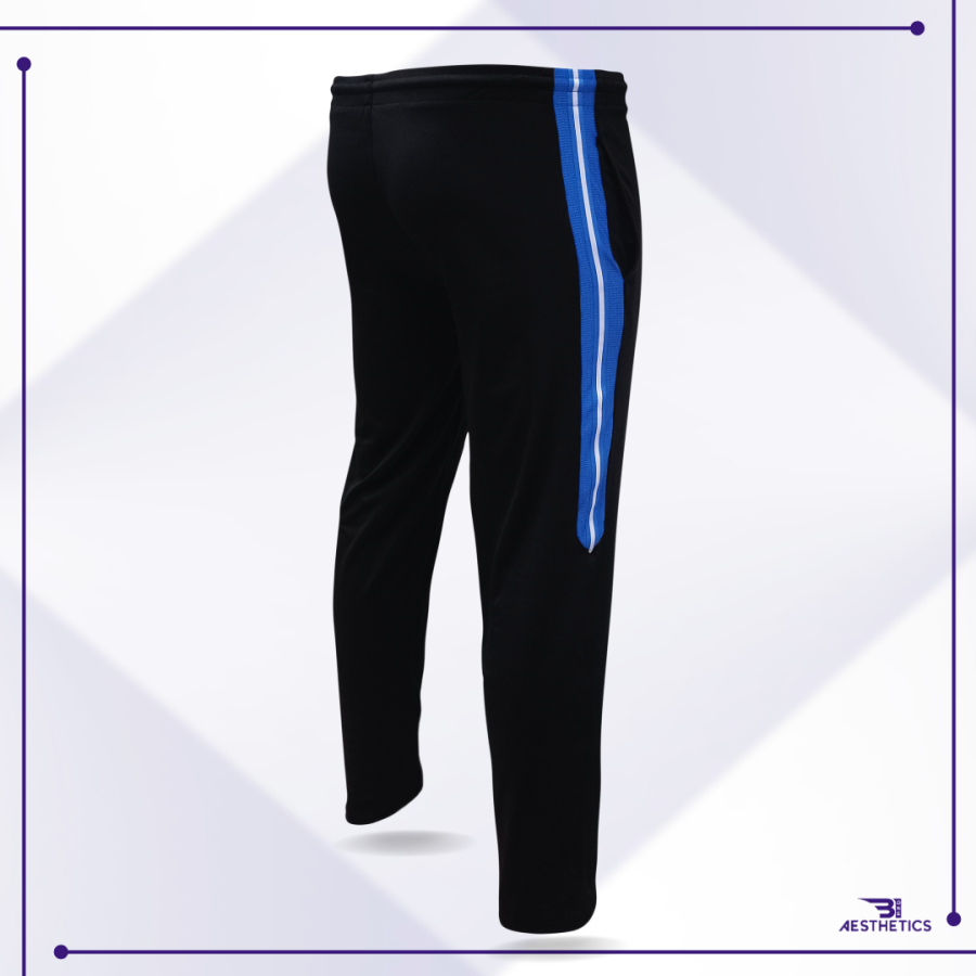 Track Bottoms Full Black And Blue Contrast back view