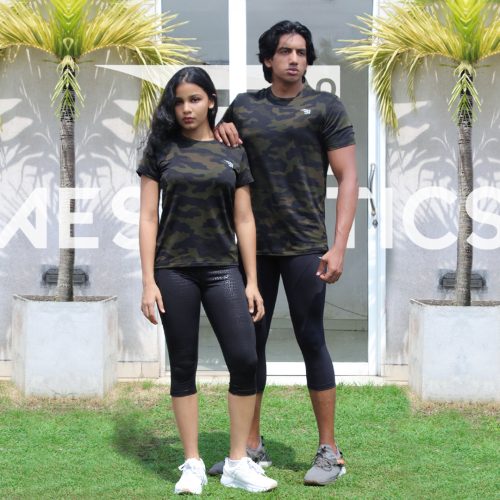 B1 camo couple crew-neck t-shirt