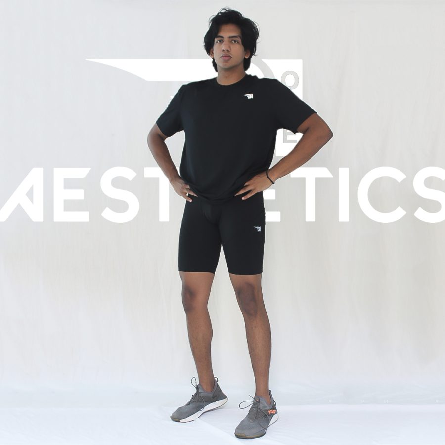 B1 men's black compression shorts