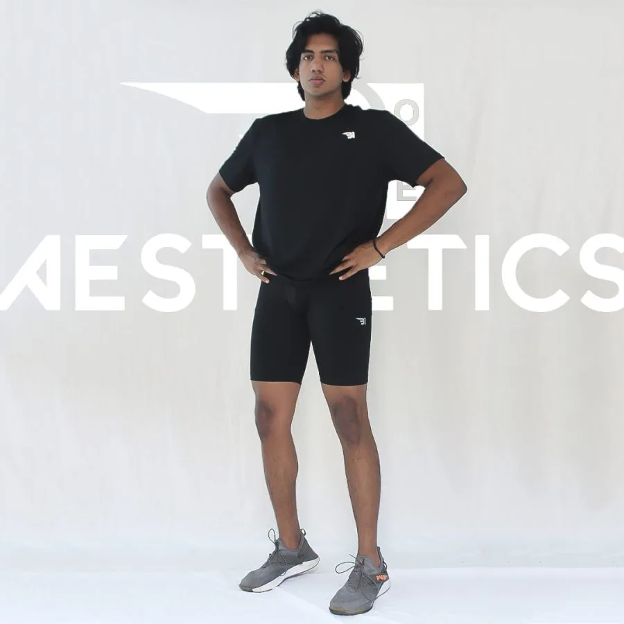 B1 men's black compression shorts