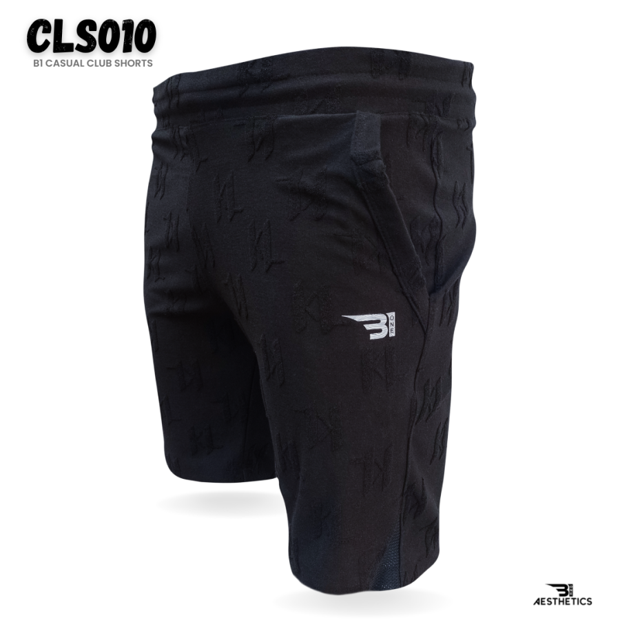 B1 black patterned club shorts